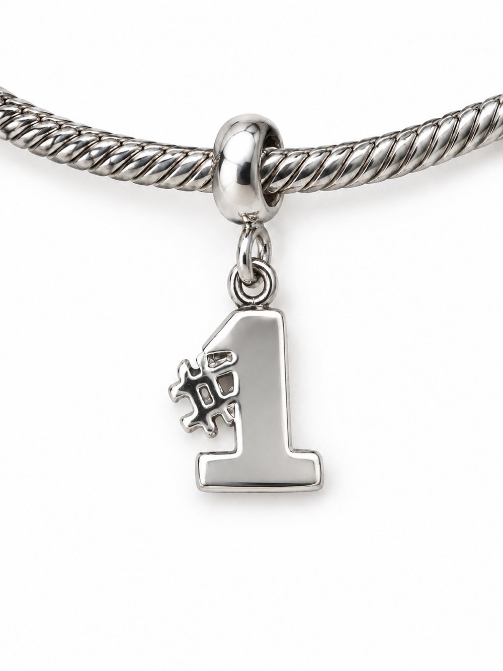 Silver #1 Number Charm Pendant for Kids